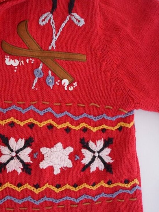 Vintage Kakit Winter Ski Snowflake Festive Cardigan Holiday Retro 90s Sweater S - Picture 9 of 10